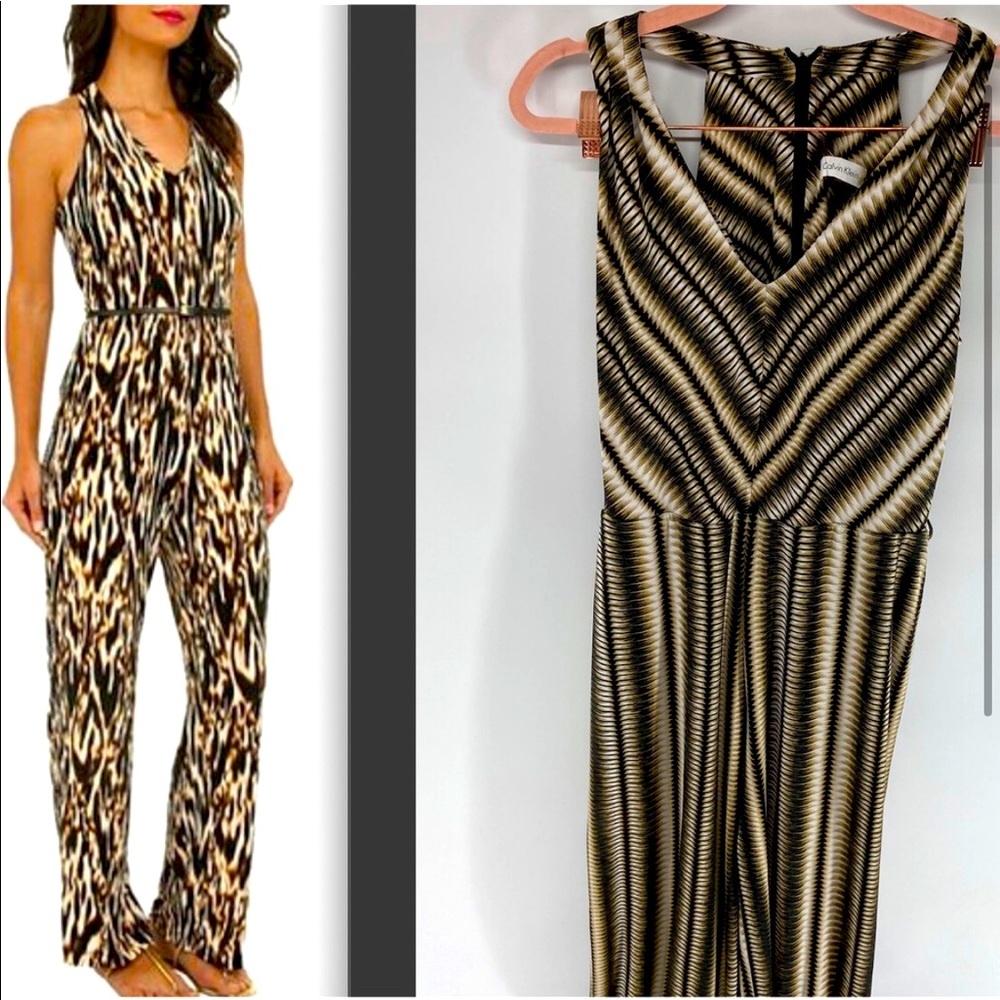 Black and Yellow Striped Calvin Klein Jumpsuit